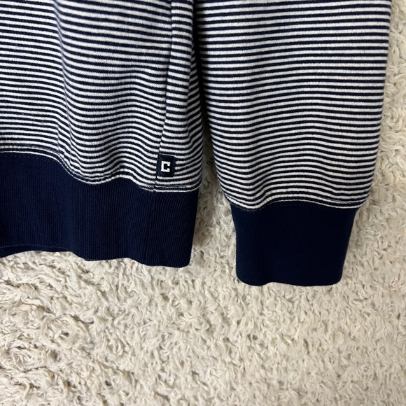 Chaps 1/4 Zip Pullover Sweater Mens 2XL Blue White Striped Golf Business Preppy - Picture 2 of 10